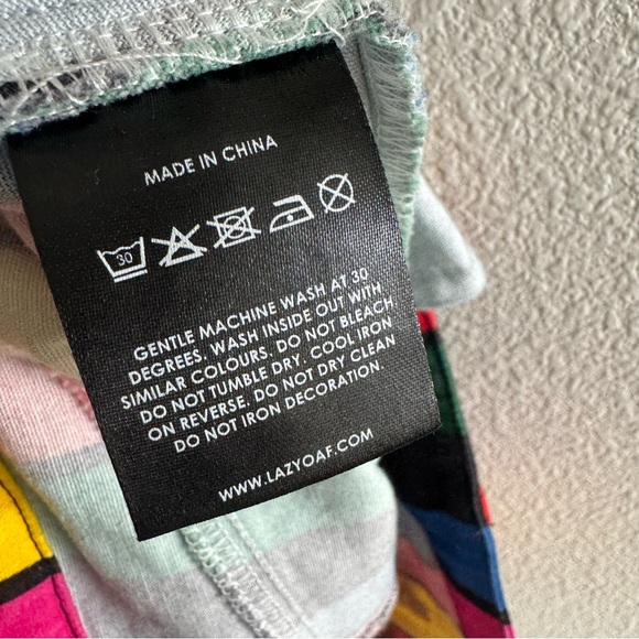 Lazy Oaf Stripy Button Skirt Rainbow Mini Button Front Colorful Stripes Multi - Picture 7 of 8